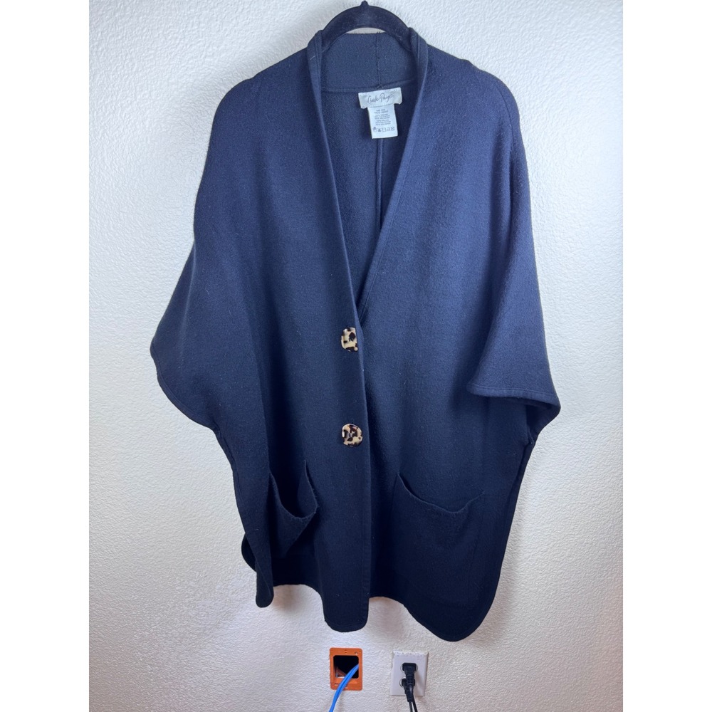 Charlie Paige Poncho Cardigan One Size Viscose Knit Oversized Minimalist Travel